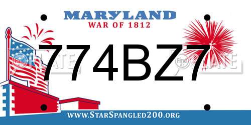 774BZ7 Maryland License Plate