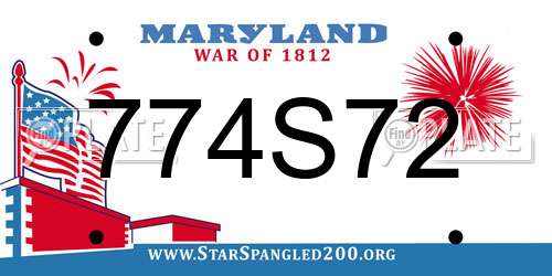 774S72 Maryland License Plate