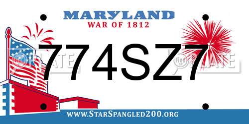 774SZ7 Maryland License Plate