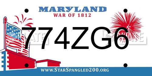 774ZG6 Maryland License Plate