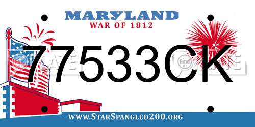 77533CK Maryland License Plate