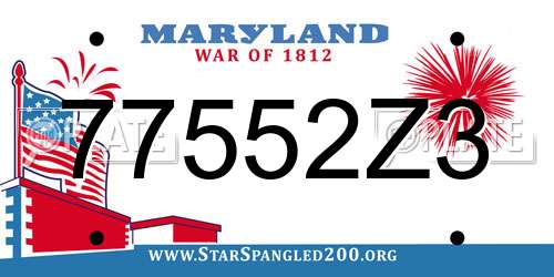 77552Z3 Maryland License Plate