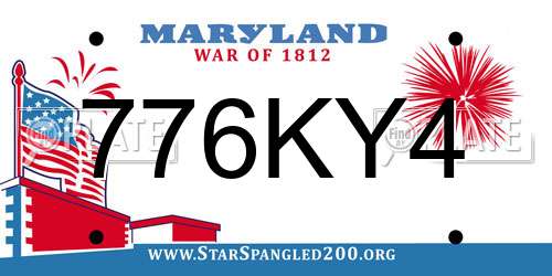 776KY4 Maryland License Plate