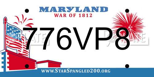 776VP8 Maryland License Plate