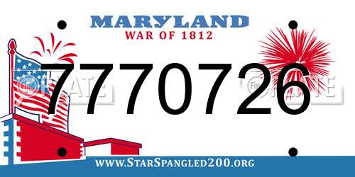 7770726 Maryland License Plate