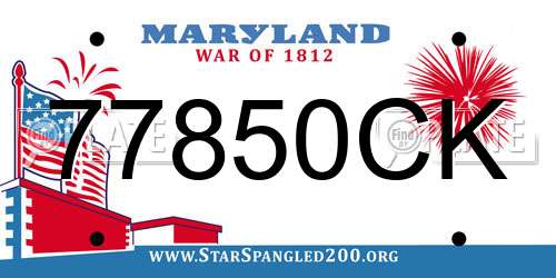 77850CK Maryland License Plate