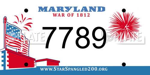 7789 Maryland License Plate