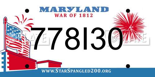 778I30 Maryland License Plate