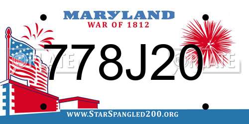 778J20 Maryland License Plate
