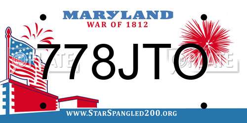 778JTO Maryland License Plate