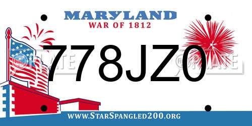 778JZ0 Maryland License Plate