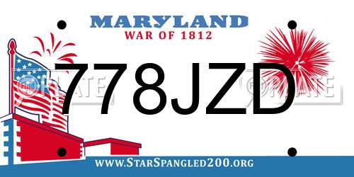 778JZD Maryland License Plate
