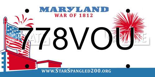 778VOU Maryland License Plate