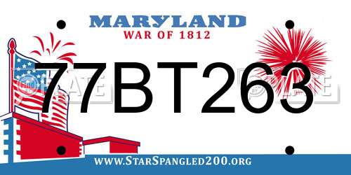 77BT263 Maryland License Plate