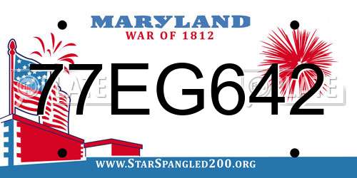 77EG642 Maryland License Plate