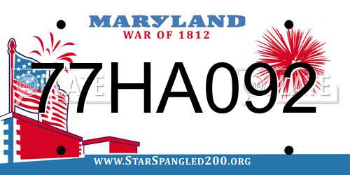 77HA092 Maryland License Plate