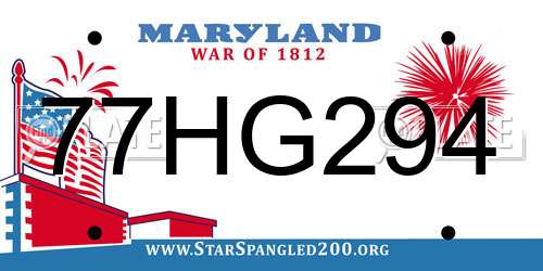 77HG294 Maryland License Plate