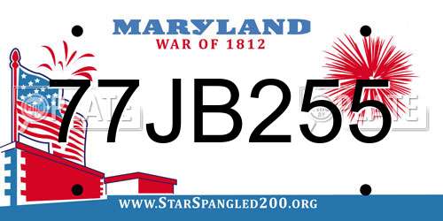 77JB255 Maryland License Plate