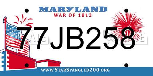 77JB258 Maryland License Plate