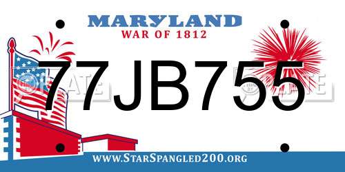 77JB755 Maryland License Plate