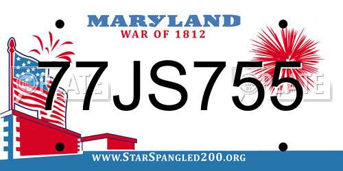 77JS755 Maryland License Plate