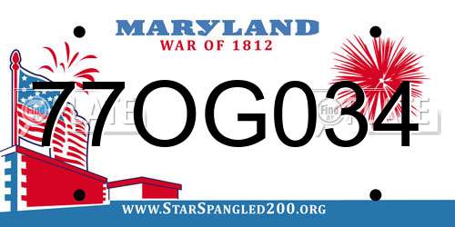 77OG034 Maryland License Plate