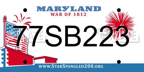 77SB223 Maryland License Plate
