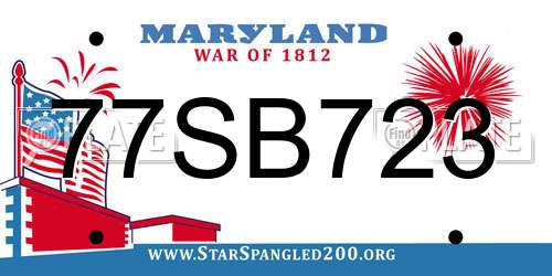 77SB723 Maryland License Plate