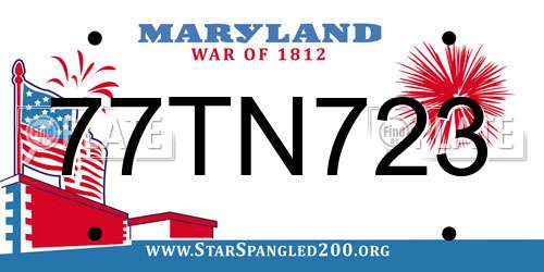 77TN723 Maryland License Plate