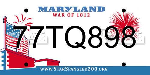 77TQ898 Maryland License Plate