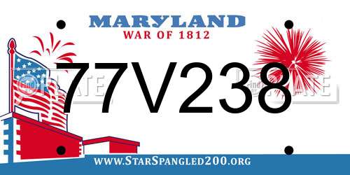 77V238 Maryland License Plate