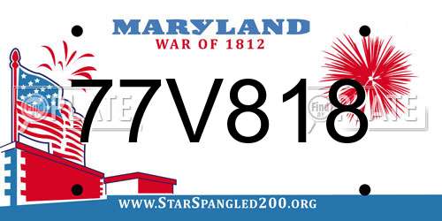 77V818 Maryland License Plate