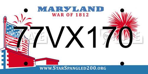 77VX170 Maryland License Plate