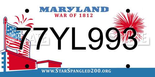 77YL993 Maryland License Plate
