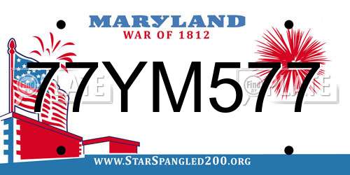 77YM577 Maryland License Plate