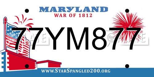 77YM877 Maryland License Plate