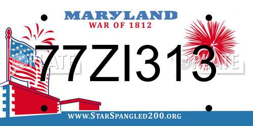 77ZI313 Maryland License Plate