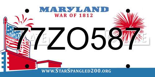77ZO587 Maryland License Plate