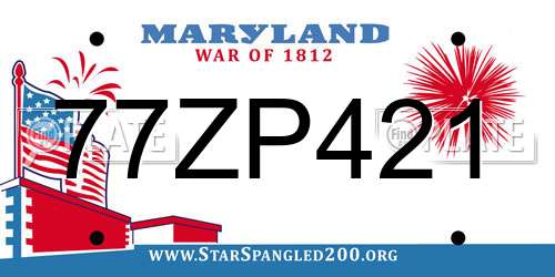 77ZP421 Maryland License Plate