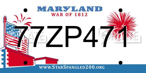 77ZP471 Maryland License Plate