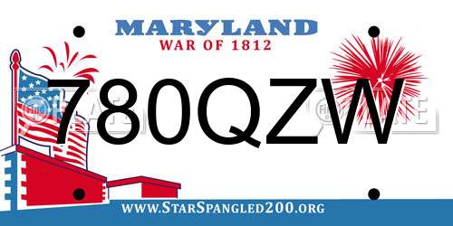 780QZW Maryland License Plate
