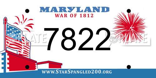 7822 Maryland License Plate