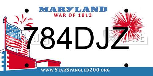 784DJZ Maryland License Plate