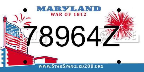 78964Z Maryland License Plate