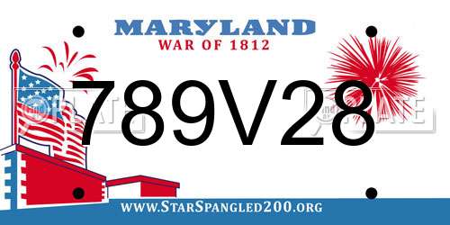 789V28 Maryland License Plate