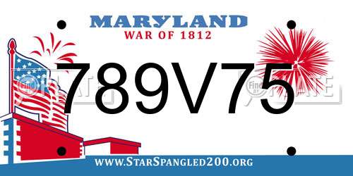 789V75 Maryland License Plate
