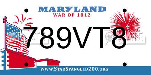 789VT8 Maryland License Plate