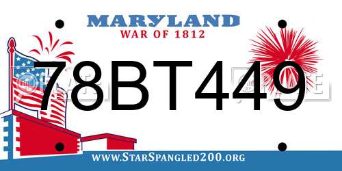 78BT449 Maryland License Plate