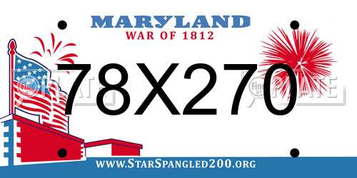 78X270 Maryland License Plate