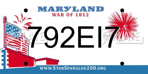 792EI7 Maryland License Plate